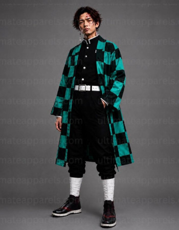 Tanjiro Kamado Demon Slayer Checkered Haori Coat 