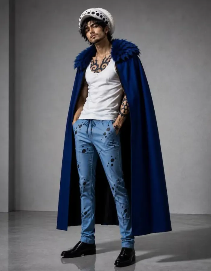 Trafalgar Law One Piece Blue Fur Coat