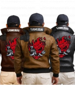 Cyberpunk V Samurai Leather Bomber Jacket