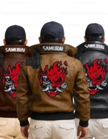 Cyberpunk V Samurai Leather Bomber Jacket