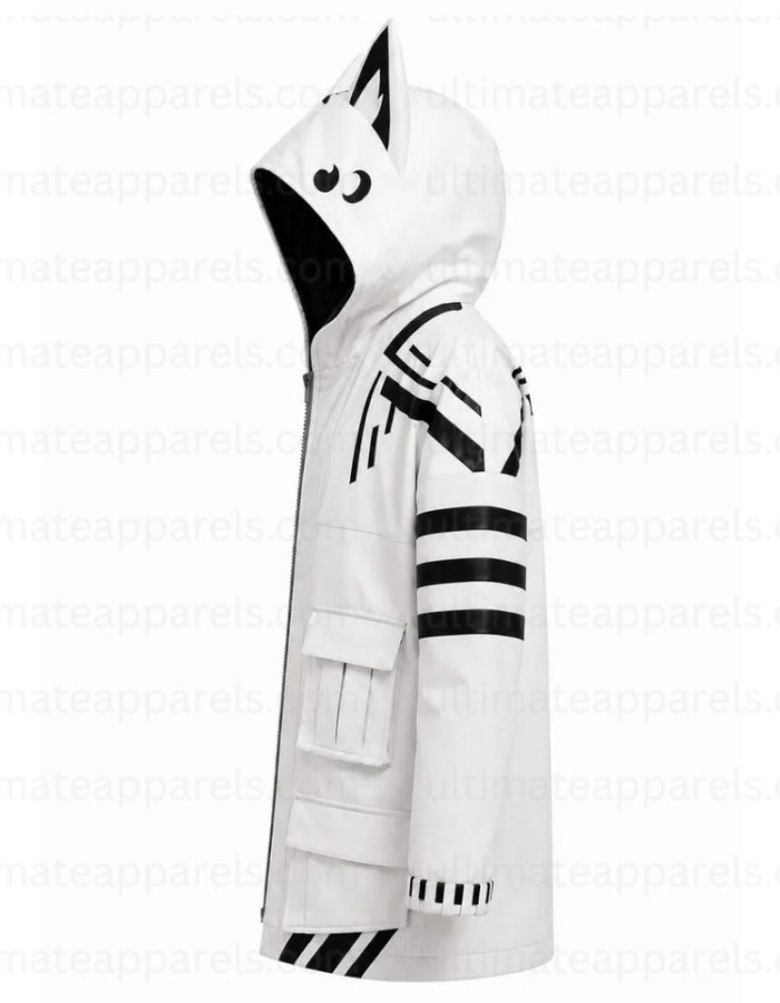 VTuber Fubuki Hooded Leather Jacket