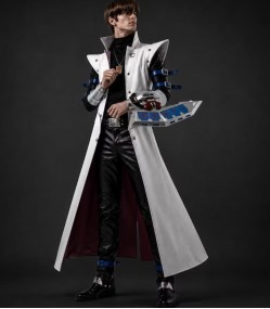 Yu Gi Oh Seto Kaiba white Leather Trench Coat
