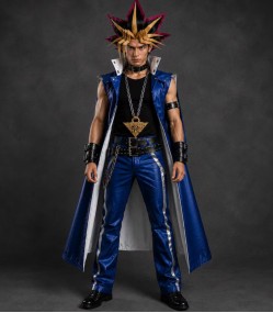 Yu Gi Oh Yami Yugi Blue Leather Coat