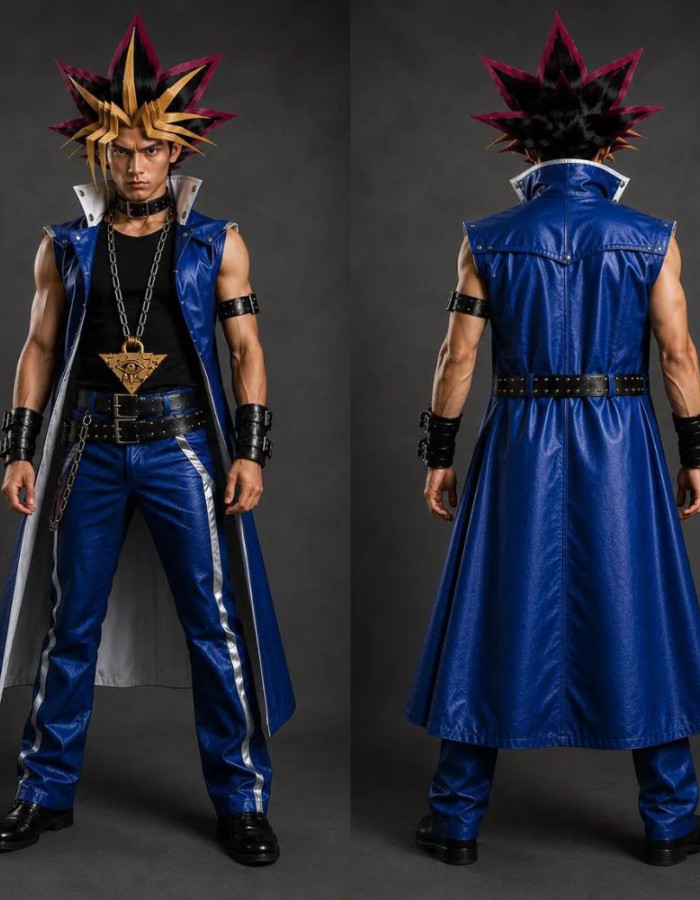 Yu Gi Oh Yami Yugi Blue Leather Coat Yu Gi Oh Yami Yugi Blue Leather Coat