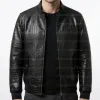 Men’s Black Alligator Crocodile Genuine Leather Jacket Men’s Black Alligator Crocodile Genuine Leather Jacket