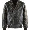 Pelle Pelle Style Men's Black Crocodile Embossed Studded Leather Jacket Pelle Pelle Style Men's Black Crocodile Embossed Studded Leather Jacket