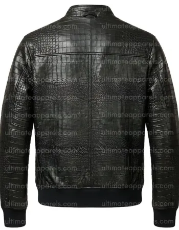 Men’s Black Alligator Crocodile Genuine Leather Jacket