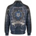 Pelle Pelle No Retreat No Surrender Blue Crocodile Embossed Leather Jacket