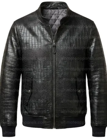 Men’s Black Alligator Crocodile Genuine Leather Jacket