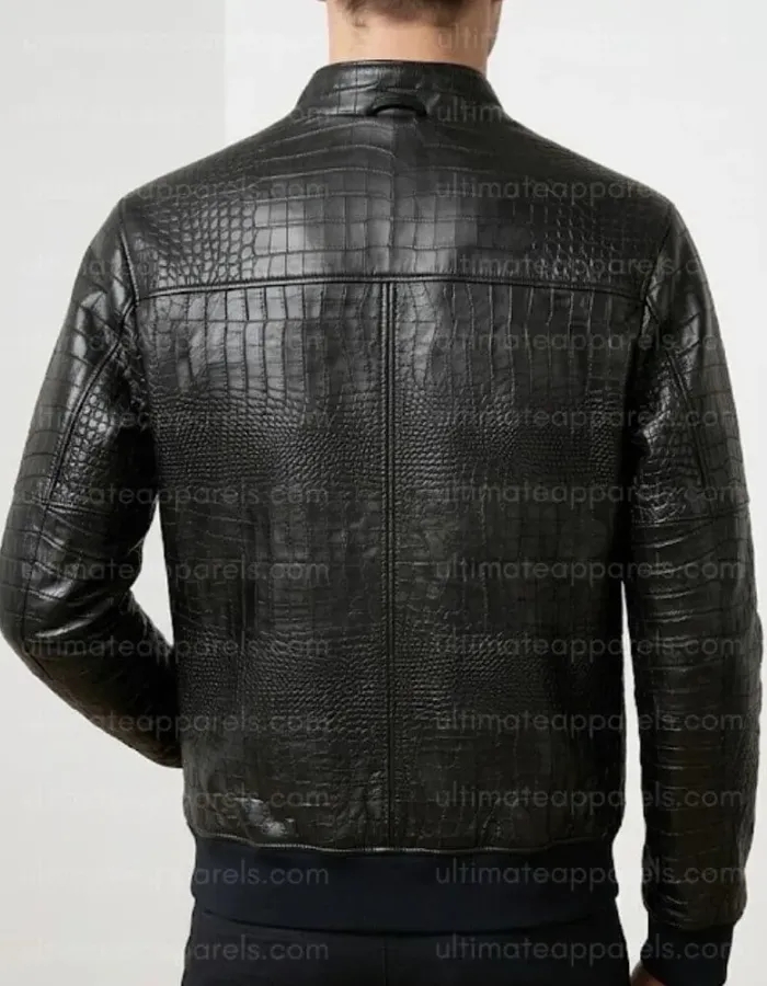 Men’s Black Alligator Crocodile Genuine Leather Jacket Men’s Black Alligator Crocodile Genuine Leather Jacket