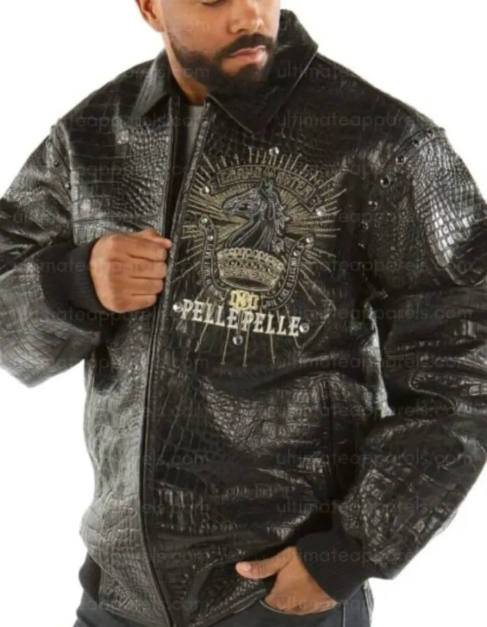 Pelle Pelle 1978 Grandmaster Black Crocodile Jacket Pelle Pelle 1978 Grandmaster Black Crocodile Jacket