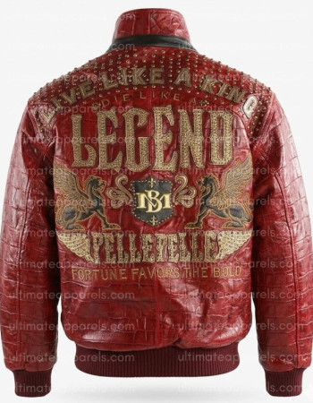 Pelle Pelle Men's Live Like a King Red Crocodile Real Leather Jacket