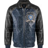 Pelle Pelle No Retreat No Surrender Blue Crocodile Embossed Leather Jacket