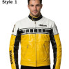 Yamaha Vintage Yellow & Blue Motorcycle Leather Jacket