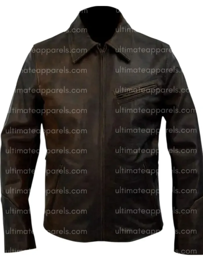 Bruce Willis Brown Distressed Leather Jacket Bruce Willis Brown Distressed Leather Jacket