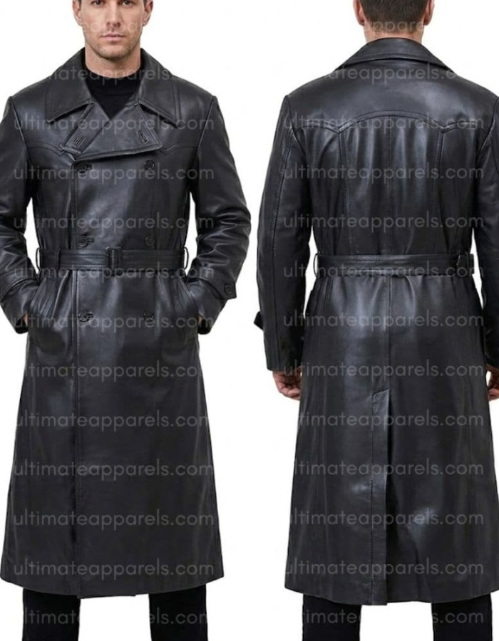 WW2 German Gestapo Black Trench Leather Coat WW2 German Gestapo Black Trench Leather Coat