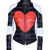 Kylie Minogue Red Heart Timebomb Black & White Motorcycle Jacket Kylie Minogue Red Heart Timebomb Black & White Motorcycle Jacket