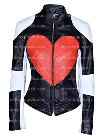 Kylie Minogue Red Heart Timebomb Black & White Motorcycle Jacket