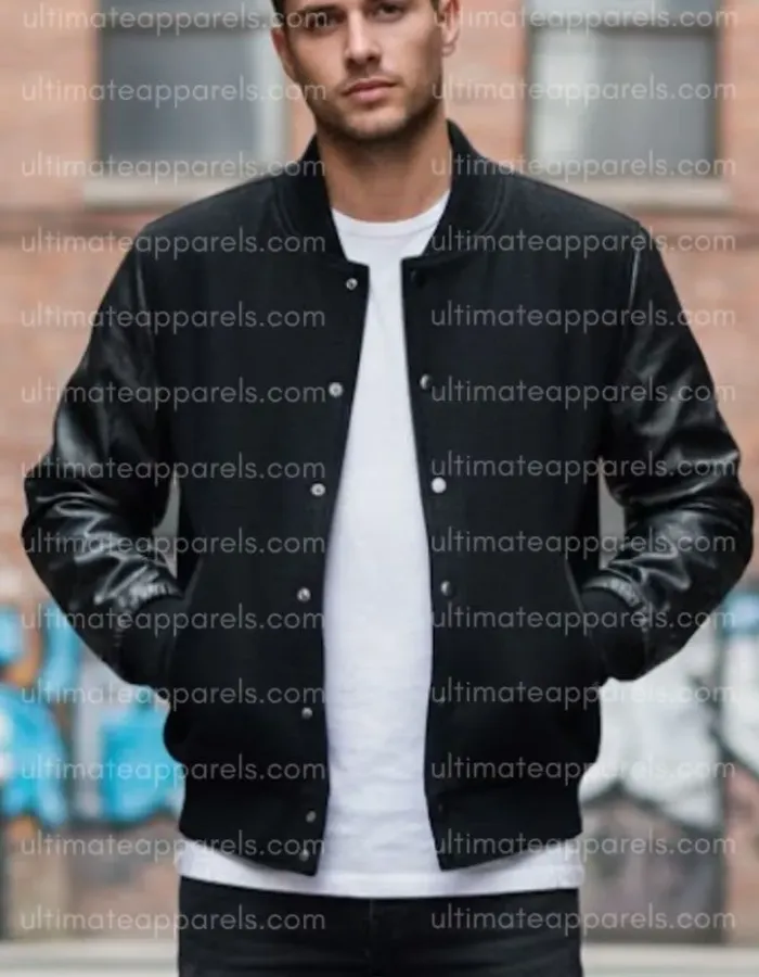 Men's Black Varsity Jacket Men's Black Varsity Jacket