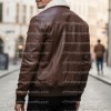 Men’s Genuine Lambskin Brown Bomber Jacket with Sherpa Collar Men’s Genuine Lambskin Brown Bomber Jacket with Sherpa Collar