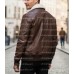 Men’s Genuine Lambskin Brown Bomber Jacket with Sherpa Collar