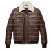 Men’s Genuine Lambskin Brown Bomber Jacket with Sherpa Collar