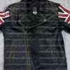 Uk Flag Union Jack Brown Distressed Quilted Leather Jacket