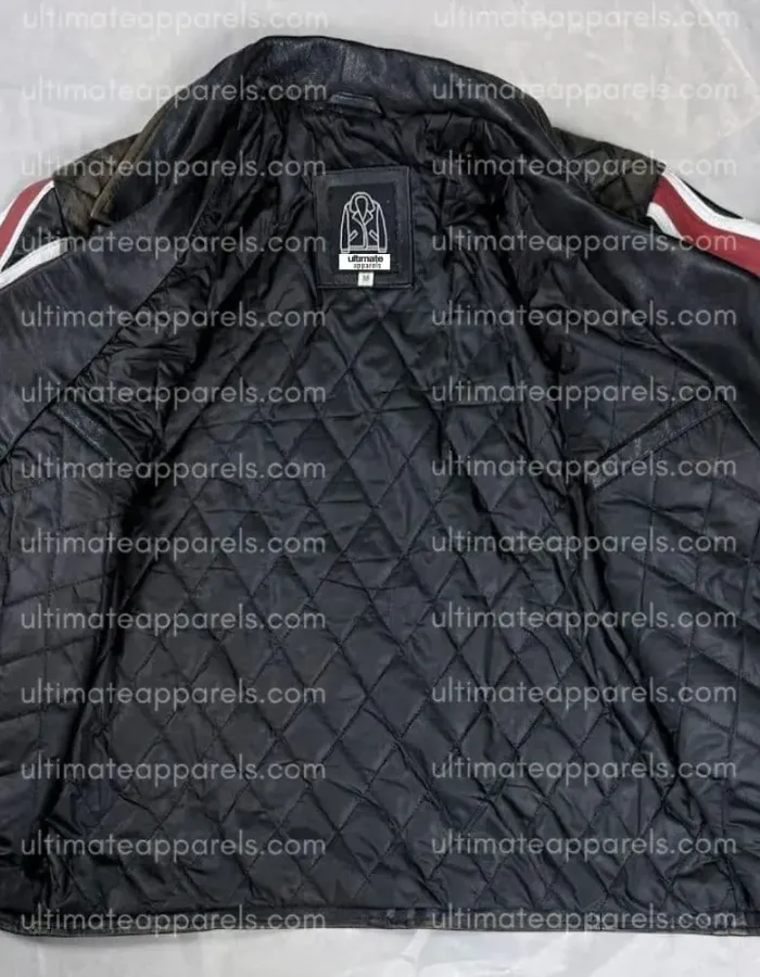 Uk Flag Union Jack Brown Distressed Quilted Leather Jacket