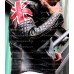 Uk Flag Union Jack Brown Distressed Quilted Leather Jacket