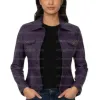 Women's Purple Trucker Leather Jacket