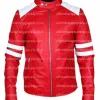 Fight Club Brad Pitt Red Jacket With White Stripes
