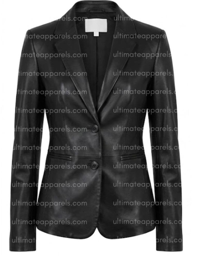 Ladies Elizabeth and James Black Leather Blazer Ladies Elizabeth and James Black Leather Blazer
