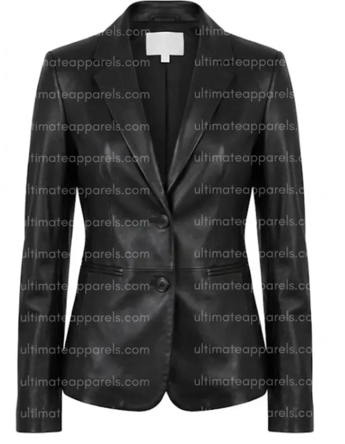 Ladies Elizabeth and James Black Leather Blazer