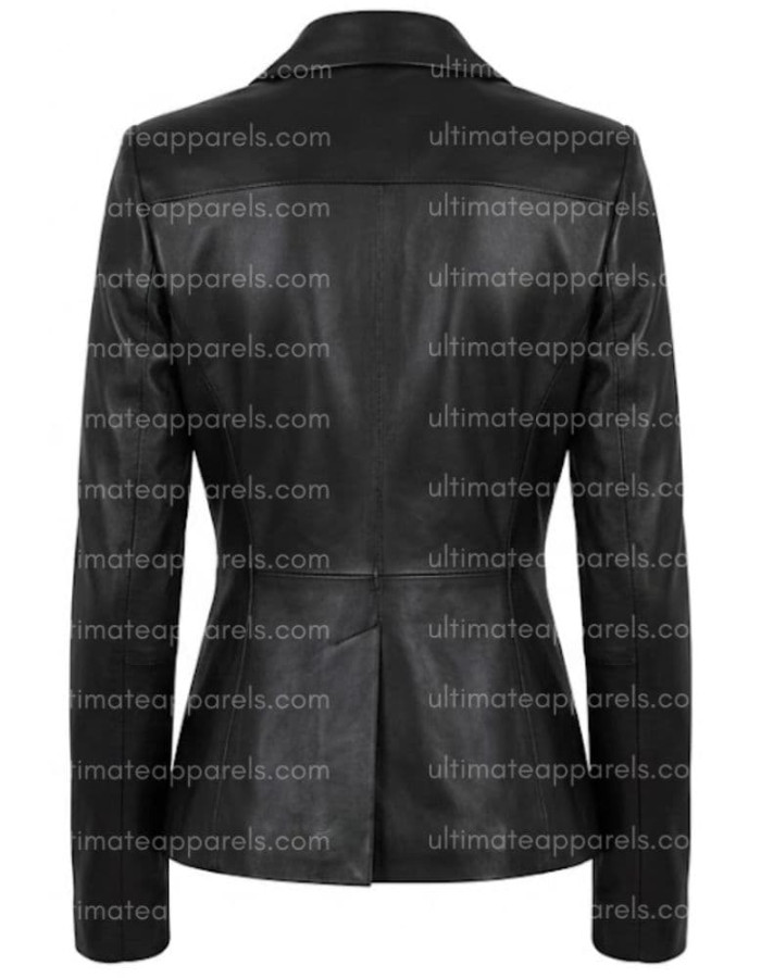 Ladies Elizabeth and James Black Leather Blazer Ladies Elizabeth and James Black Leather Blazer