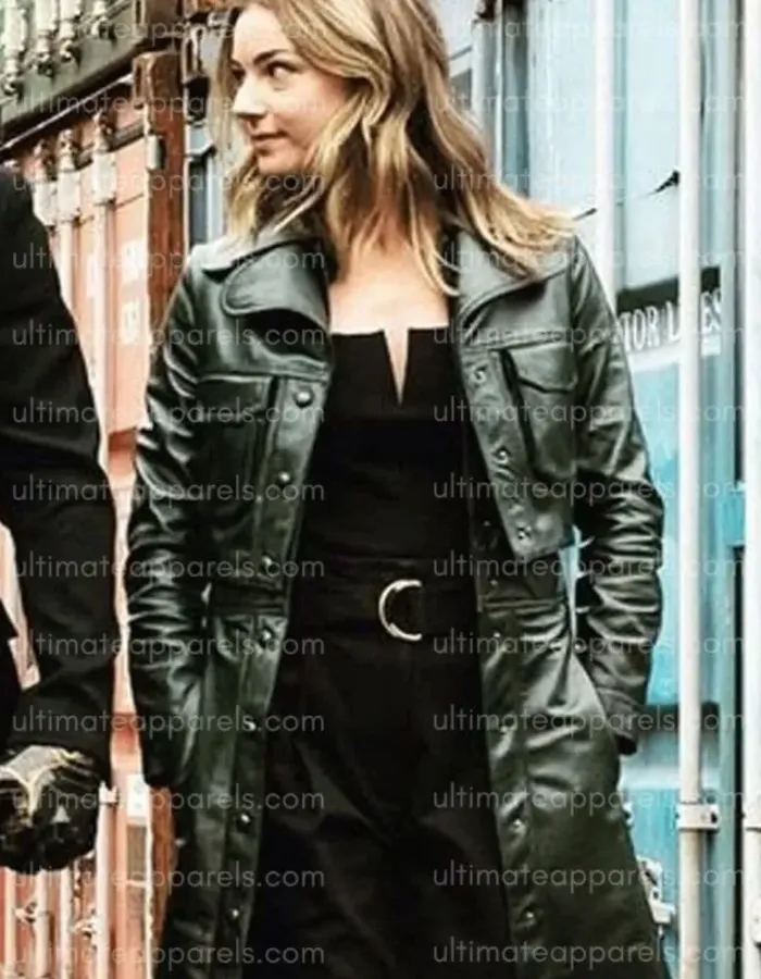 The Falcon and The Winter Soldier Emily Vancamp (Sharon Carter) Black Leather Coat The Falcon and The Winter Soldier Emily Vancamp (Sharon Carter) Black Leather Coat