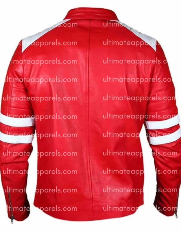 Fight Club Brad Pitt Red Jacket With White Stripes