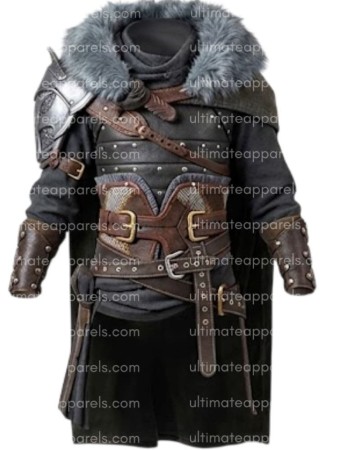 Kliff Inspired Crimson Desert Warrior Long Coat with Fur Collar & Tactical Belts Kliff Inspired Crimson Desert Warrior Long Coat with Fur Collar & Tactical Belts