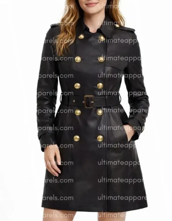 Inheritance Lily Collins Lauren Monroe Black Leather Coat 
