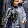 One Battle After Another 2025 Teyana Taylor Grey Coat
