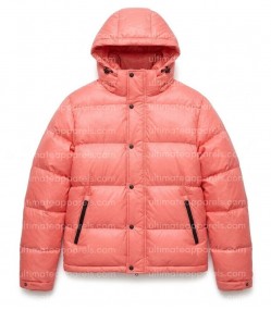 Singer Justin Bieber Pink Puffer Jacket