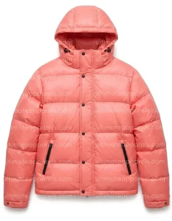 Singer Justin Bieber Pink Puffer Jacket