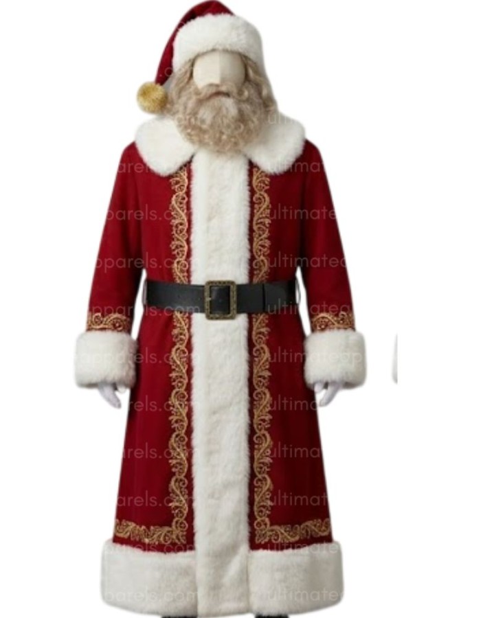 Authentic Long Heritage Red Santa Claus Coat with Premium Gold Embroidery Authentic Long Heritage Red Santa Claus Coat with Premium Gold Embroidery