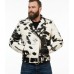Black & White Real Hair-on Cowhide Leather Jacket for Men – Premium Winter Biker Outerwear