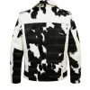 Black & White Real Hair-on Cowhide Leather Jacket for Men – Premium Winter Biker Outerwear
