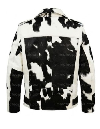 Black & White Real Hair-on Cowhide Leather Jacket for Men – Premium Winter Biker Outerwear Black & White Real Hair-on Cowhide Leather Jacket for Men – Premium Winter Biker Outerwear
