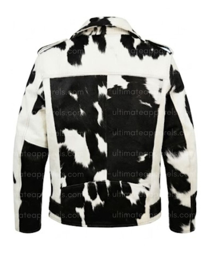Black & White Real Hair-on Cowhide Leather Jacket for Men – Premium Winter Biker Outerwear Black & White Real Hair-on Cowhide Leather Jacket for Men – Premium Winter Biker Outerwear