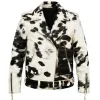 Black & White Real Hair-on Cowhide Leather Jacket for Men – Premium Winter Biker Outerwear