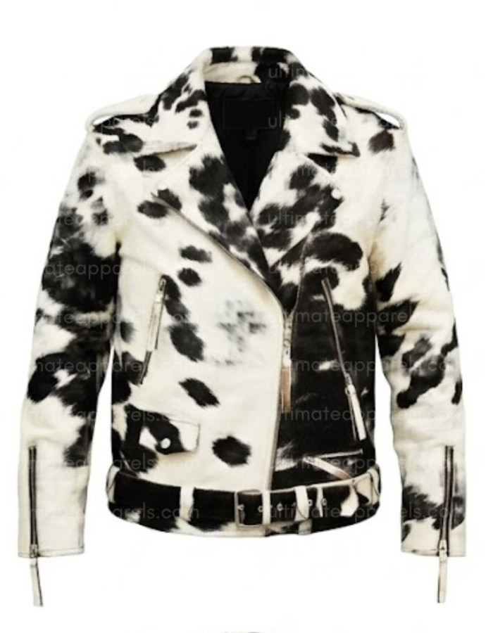 Black & White Real Hair-on Cowhide Leather Jacket for Men – Premium Winter Biker Outerwear Black & White Real Hair-on Cowhide Leather Jacket for Men – Premium Winter Biker Outerwear
