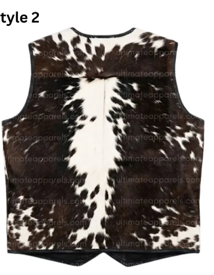 Handmade Western Cowhide Leather Natural Hairon Vest