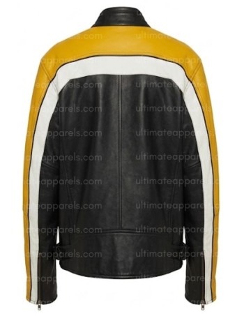 Los Angeles Hailey Bieber Black and Yellow Leather Jacket Los Angeles Hailey Bieber Black and Yellow Leather Jacket